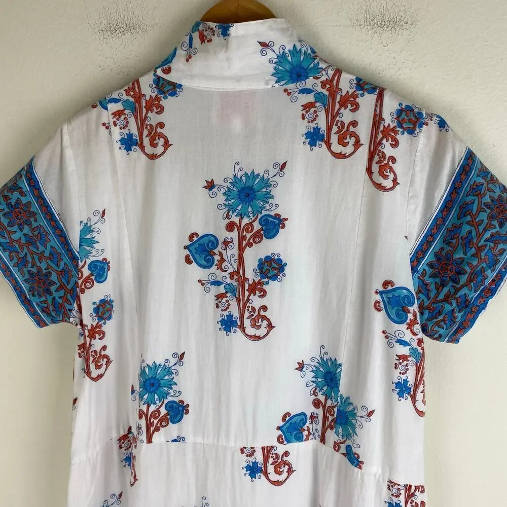 Victoria Dunn Folly Rosa Blockprint Midi Dress Size XS - Picture 11 of 15